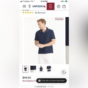 UNTUCKit, brand new size large navy blue pull over shirt